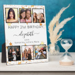 Plaque Photo Anniversaire personnalisé photo collage blanc noir<br><div class="desc">Un cadeau d'amis pour le 21e anniversaire d'une femme (ou tout âge), célébrant sa vie avec un collage de 6 de vos photos d'elle, de ses amis, de sa famille, de son intérêt ou de ses animaux de compagnie de haute qualité. Personnalisez et ajoutez son nom, son âge de 21...</div>