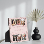 Plaque Photo Anniversaire personnalisé photo collage rose d'or<br><div class="desc">Un cadeau d'amis pour le 21e anniversaire d'une femme (ou tout âge), célébrant sa vie avec un collage de 6 de vos photos d'elle, de ses amis, de sa famille, de son intérêt ou de ses animaux de compagnie de haute qualité. Personnalisez et ajoutez son nom, son âge de 21...</div>
