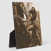 Plaque Photo Antique voiture et fille (Côté)