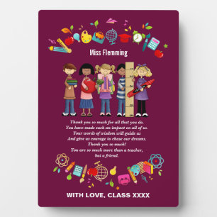 Plaque Photo Appréciation de l'enseignant Nom personnalisé Cade