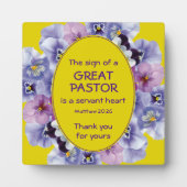 Plaque Photo Appréciation du pasteur floral jaune (Devant)