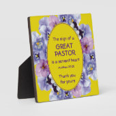 Plaque Photo Appréciation du pasteur floral jaune (Recto)