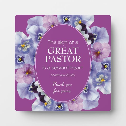 Plaque Photo Appréciation du pasteur floral pourpre (Devant)