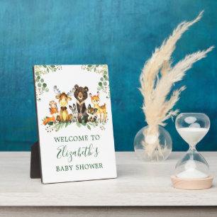 Plaque Photo Aquarelle Bois Animaux Baby shower 5x7