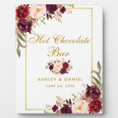 Plaque Photo Aquarelle Burgundy Gold Mariage Hot Chocolat Bar (Devant)