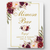 Plaque Photo Aquarelle Burgundy Gold Mariage Mimosa Bar (Devant)