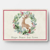 Plaque Photo Aquarelle couronne de Noël avec cerf coutume (Devant)