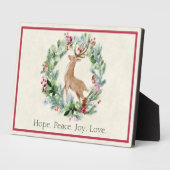 Plaque Photo Aquarelle couronne de Noël avec cerf coutume (Côté)