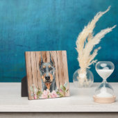 Plaque Photo Aquarelle Doberman & Fleurs  (Insitu)