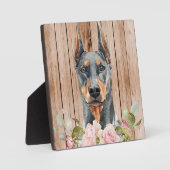 Plaque Photo Aquarelle Doberman & Fleurs  (Recto)