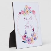 Plaque Photo Aquarelle Fleurs rose violet encadré (Côté)