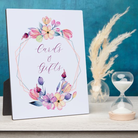 Plaque Photo Aquarelle Fleurs rose violet encadré (Côté)