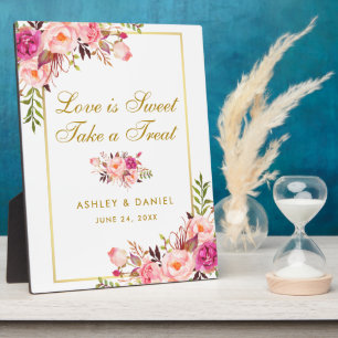 Plaque Photo Aquarelle Floral Rose Or Mariage Traitements