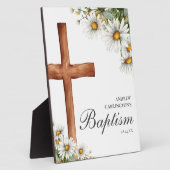 Plaque Photo Aquarelle florale Cross Baptism (Côté)