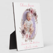 Plaque Photo Aquarelle Florale Rose Cute Bébé Fille Photo (Côté)