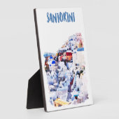 Plaque Photo Aquarelle illustrée de Santorin Grèce (Côté)