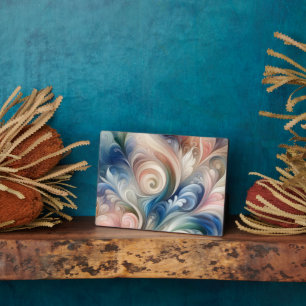 Plaque Photo Aquarelle Imaginaire Floral Pastel Bleu & Crème