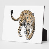 Plaque Photo aquarelle léopard jungle chat peint vert animal (Côté)
