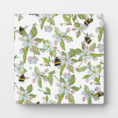 Plaque Photo Aquarelle motif jardin fleurit et bourdons (Devant)