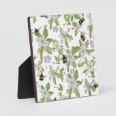 Plaque Photo Aquarelle motif jardin fleurit et bourdons (Recto)