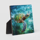 Plaque Photo Aquarelle Natation Tortue de mer (Recto)