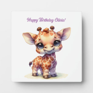 Plaque Photo Aquarelle petite girafe