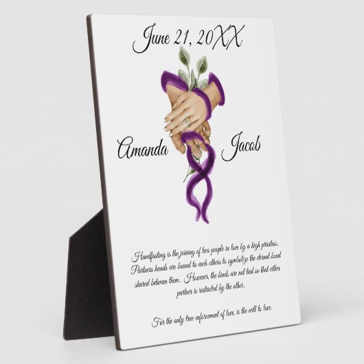 Plaque Photo Aquarelle Purple Handfasting Art Mariage Keepsaké (Côté)