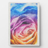 Plaque Photo Aquarelle Rose arc-en-ciel (Devant)
