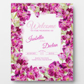 Plaque Photo Aquarelle stock rose foncé mariage fleurie bienven (Devant)