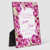 Plaque Photo Aquarelle stock rose foncé mariage fleurie bienven (Côté)