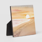 Plaque Photo Aquarelle Sunset Beach | Beau Jaune (Recto)