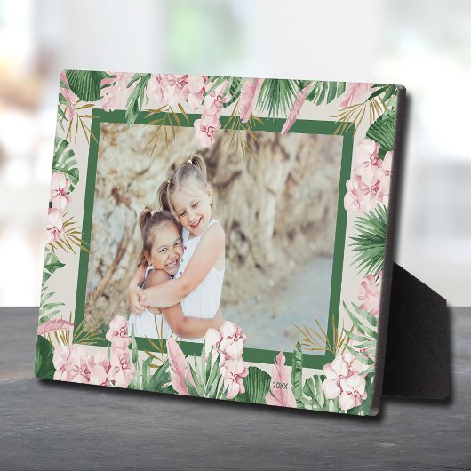 Plaque Photo Aquarelle tropicale Flore Bordure Photo Easel