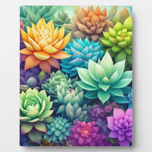 Plaque Photo Aquarelle Verdure Succulents Collage (Devant)