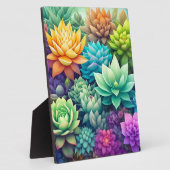 Plaque Photo Aquarelle Verdure Succulents Collage (Côté)