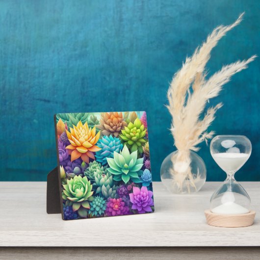 Plaque Photo Aquarelle Verdure Succulents Collage (Insitu)