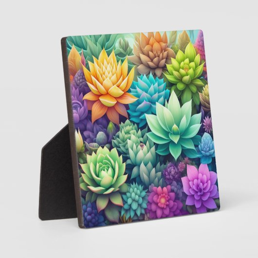 Plaque Photo Aquarelle Verdure Succulents Collage (Recto)
