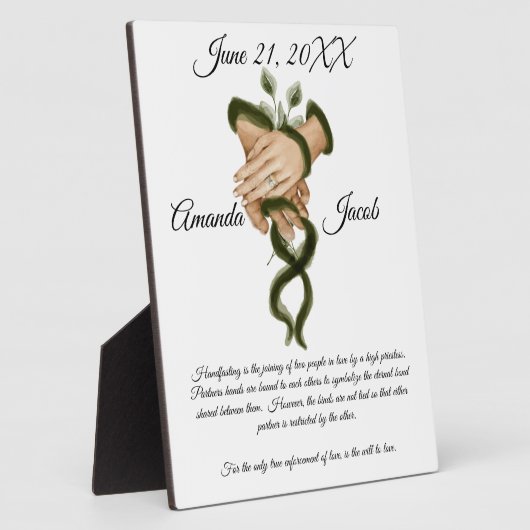 Plaque Photo Aquarelle Vert Handfasting Art Mariage Keepsaké (Côté)