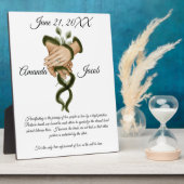 Plaque Photo Aquarelle Vert Handfasting Art Mariage Keepsaké (Côté)