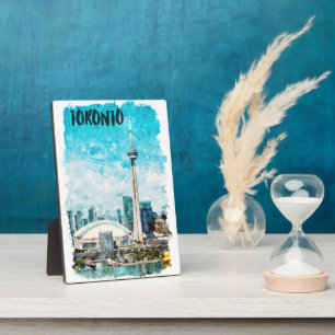 Plaque Photo Aquarelle Vintage voyage de Toronto Canada