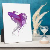 Plaque Photo Aquarelle violette Betta Fish (Côté)