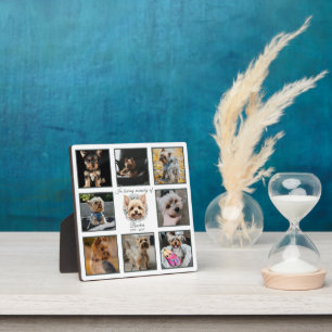 Plaque Photo Aquarelle Yorkie et Couronne de Fleurs Mémorial