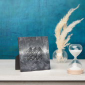 Plaque Photo Aquarius Symbole Grunge Distressed Silver Steel (Insitu)