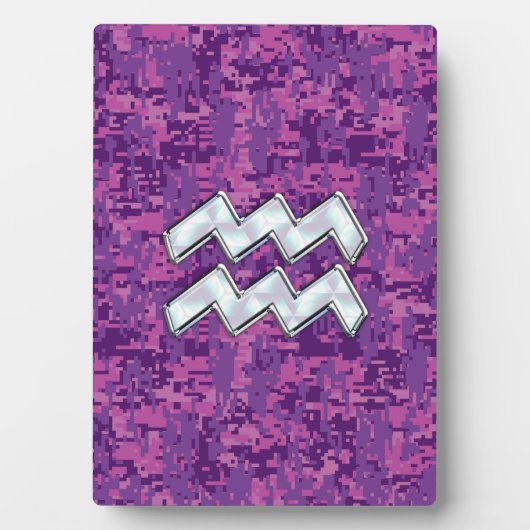 Plaque Photo Aquarius Zodiac Sign on fuchsia digital camouflage (Devant)