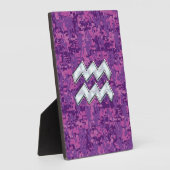 Plaque Photo Aquarius Zodiac Sign on fuchsia digital camouflage (Côté)