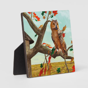 Plaque Photo Arbre de l'érable de la chouette d'automne Art fau
