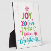 Plaque Photo Arbre de mots de Noël - Joie Amour Paix Croire (Côté)