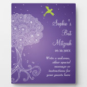 Plaque Photo Arbre orné de la vie Bat mitzvah pourpre (Devant)