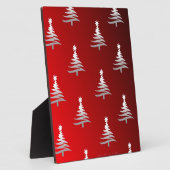 Plaque Photo Arbres de Noël en argent sur rouge (Côté)
