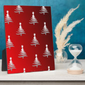 Plaque Photo Arbres de Noël en argent sur rouge (Côté)