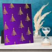 Plaque Photo Arbres de Noël Gold sur violet (Côté)